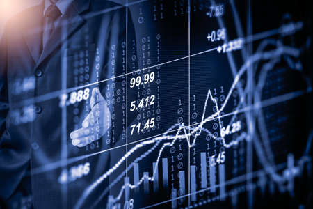 Stock market or forex trading graph and candlestick chart suitable for financial investment concept....