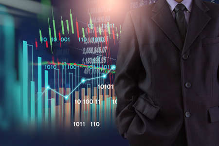 Stock market or forex trading graph and candlestick chart suitable for financial investment concept....
