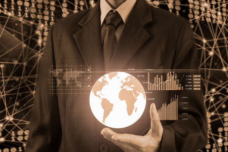 Stock market or forex trading graph and candlestick chart suitable for financial investment concept. Economy trends background for business idea and all art work design. Abstract finance background.の写真素材