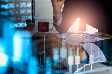 Stock market or forex trading graph and candlestick chart suitable for financial investment concept....