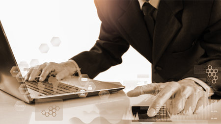 Stock market or forex trading graph and candlestick chart suitable for financial investment concept. Economy trends background for business idea and all art work design. Abstract finance background.の写真素材