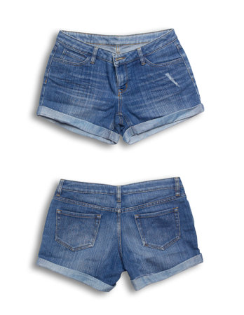 Denim texture in close up view with copy space isolate on white background with clipping path. Blue jeans pattern no seam with macro to preset about classic fashion cloths concept. Indigo color fabricの写真素材