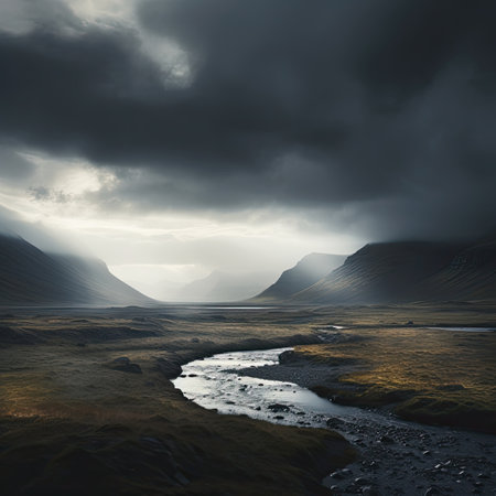 natural scenic Beautiful landscape countryside wonderful springtime landscape in mountains. grassy field and rolling hills. rural scenery. AI Generated. AI Generative.の素材