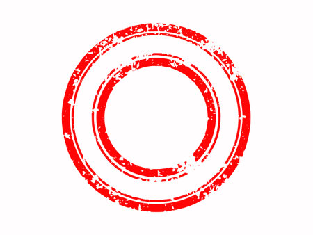 Grunge red letter O rubber stamp isolated on white background.のイラスト素材