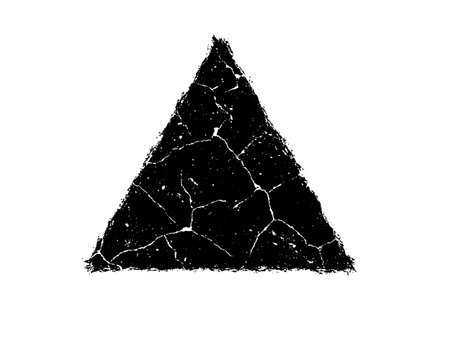 Grunge black triangle isolated on white background. Vector illustration.