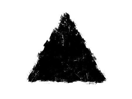Black triangle isolated on white background. Grunge texture. Vector illustration.のイラスト素材