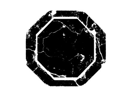 Grunge black and white hexagon with cracks. Vector illustration.のイラスト素材
