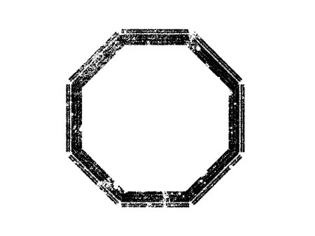 Grunge black hexagon frame on white background. Vector illustration.のイラスト素材
