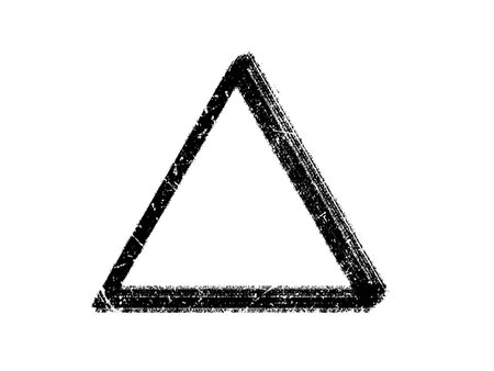 Black grunge triangle on white background. Grunge triangle.のイラスト素材