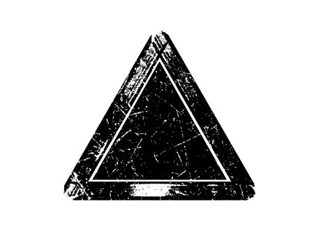 Black grunge warning triangle isolated on white background. Vector illustration.のイラスト素材