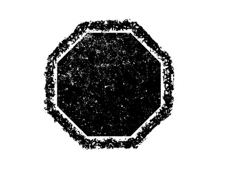 Black and white grunge hexagon frame on white background. Vector illustration.のイラスト素材