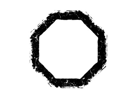 Black grunge hexagon isolated on white background. Vector illustration.のイラスト素材