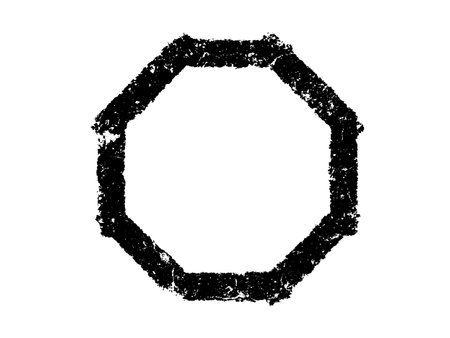 Grunge black hexagon frame isolated on white background. Vector illustration.のイラスト素材