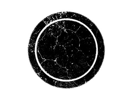 Black grunge circle with cracks on white background. Vector illustration.のイラスト素材