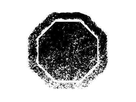 Black grunge hexagon isolated on white background. Vector illustration.のイラスト素材