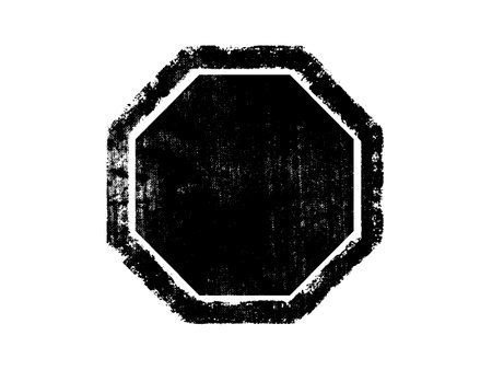Black grunge hexagon frame isolated on white background. Vector illustration.のイラスト素材