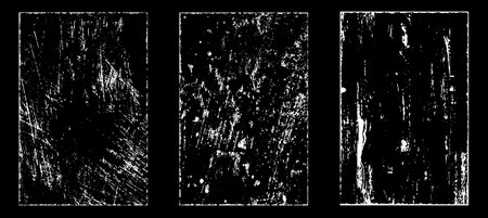 Set of four grunge textures on black background. Vector illustration.のイラスト素材