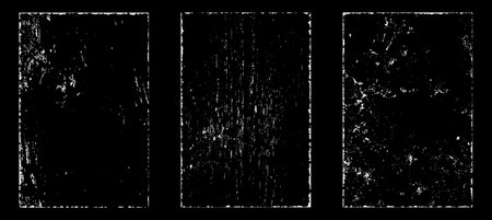 Set of four grunge textures on black background. Vector illustration.のイラスト素材