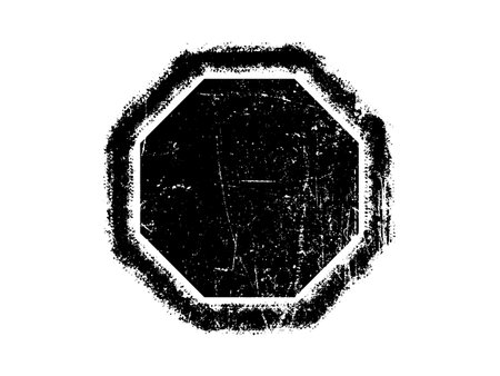 Black grunge hexagon frame on white background. Vector illustration.のイラスト素材