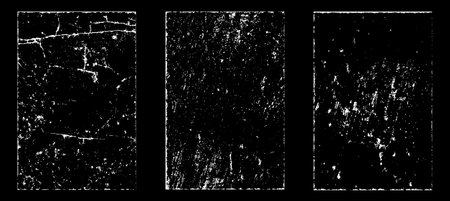 Set of grunge textures on black background. EPS10 vector.のイラスト素材