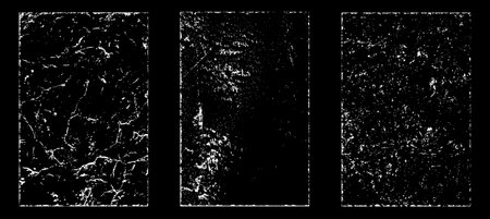 Set of four grunge textures on black background. Vector illustration.のイラスト素材