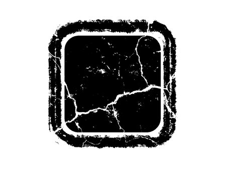 Black grunge square frame with cracks isolated on white background. Vector illustration.のイラスト素材