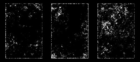 Set of four grunge textures on a black background. Vector illustrationのイラスト素材