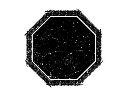 Black grunge hexagon frame on white background. Vector illustration.のイラスト素材