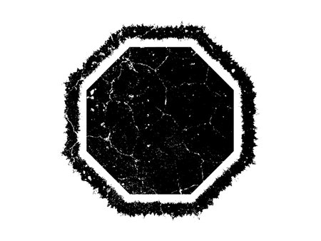 Black grunge hexagon isolated on white background. Vector illustration.のイラスト素材