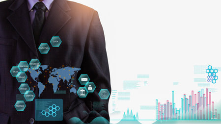 Stock market or forex trading graph and candlestick chart suitable for financial investment concept. Economy trends background for business idea and all art work design. Abstract finance background.の写真素材