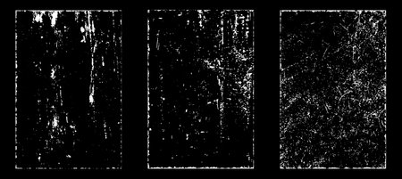Set of grunge textures on a black background. Vector illustration.のイラスト素材