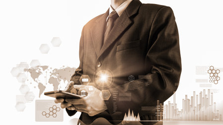 Stock market or forex trading graph and candlestick chart suitable for financial investment concept. Economy trends background for business idea and all art work design. Abstract finance background.の写真素材