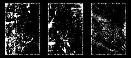 Set of four grunge textures. Isolated on black background.のイラスト素材