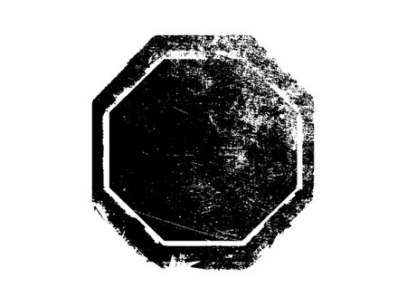 Black grunge hexagon frame on white background. Vector illustration.のイラスト素材