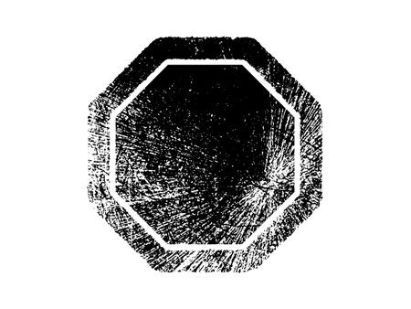 Grunge hexagon icon. Black and white vector illustration.のイラスト素材