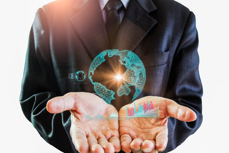 Stock market or forex trading graph and candlestick chart suitable for financial investment concept. Economy trends background for business idea and all art work design. Abstract finance background.の写真素材