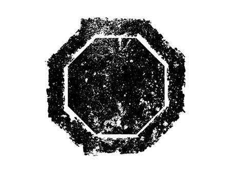 Black grunge hexagon frame isolated on white background. Vector illustration.のイラスト素材