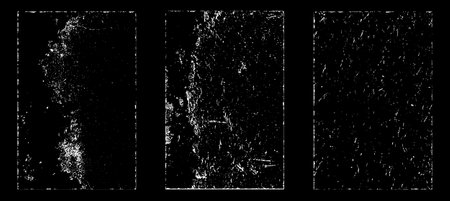 Set of grunge textures isolated on black background. Vector illustration.のイラスト素材