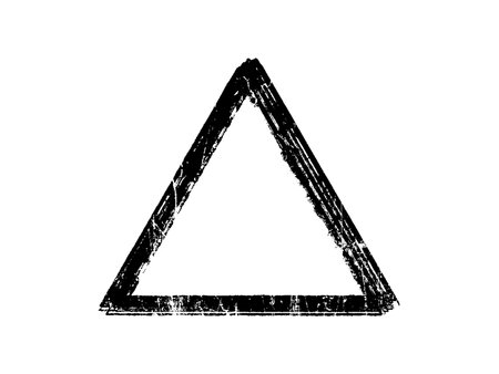 Black grunge triangle isolated on white background. Vector Illustration.のイラスト素材
