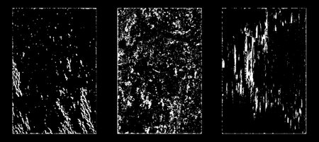 Set of grunge textures on a black background. Vector illustration.のイラスト素材