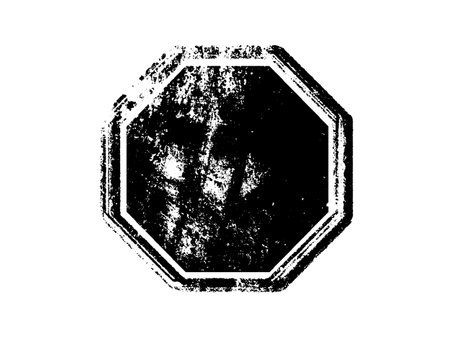 Black and white grunge hexagon. Isolated vector illustration.のイラスト素材