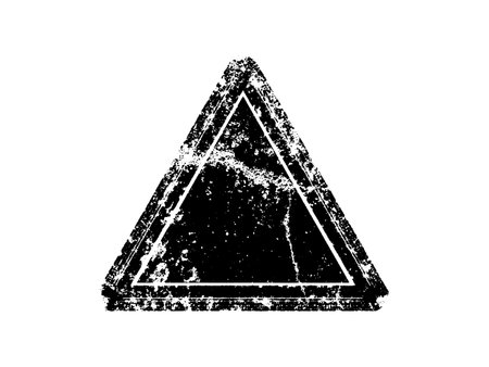 Black triangle on a white background. Grunge style. Vector illustration.のイラスト素材