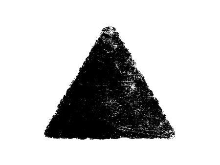 Black grunge triangle isolated on white background. Vector illustration. Grunge triangle.のイラスト素材
