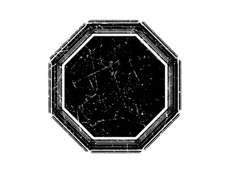Black and white grunge hexagon isolated on white background. Vector illustration.のイラスト素材