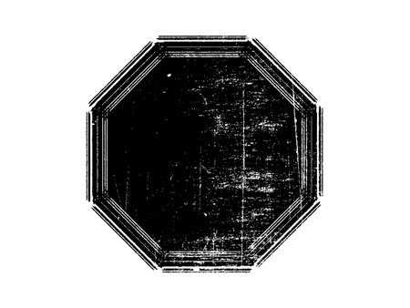 Black and white grunge hexagon frame. Vector vintage illustration.のイラスト素材