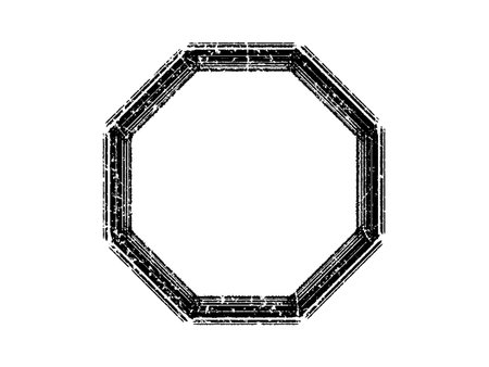 Black grunge hexagon frame isolated on white background. Vector illustration.のイラスト素材
