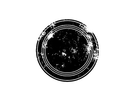 Black grunge circle label on white background. Vector design element.のイラスト素材