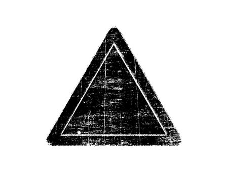 Black grunge warning triangle isolated on white background. Vector illustration.のイラスト素材