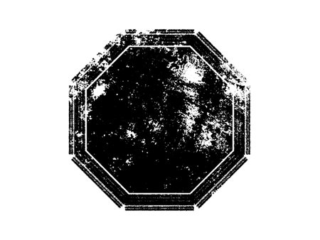 Black and white grunge hexagon frame on white background. Vector illustration.のイラスト素材
