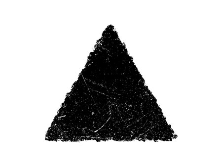 Black grunge triangle isolated on white background. Grunge vector illustration.のイラスト素材